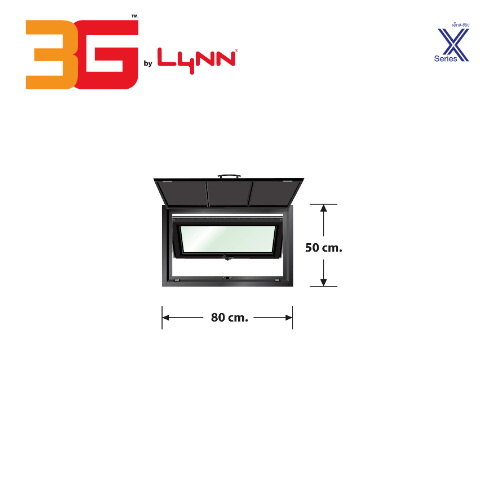 3G (X-Series) หน้าต่างอะลูมิเนียม บานกระทุ้ง 80x50ซม. สีดำ พร้อมมุ้ง