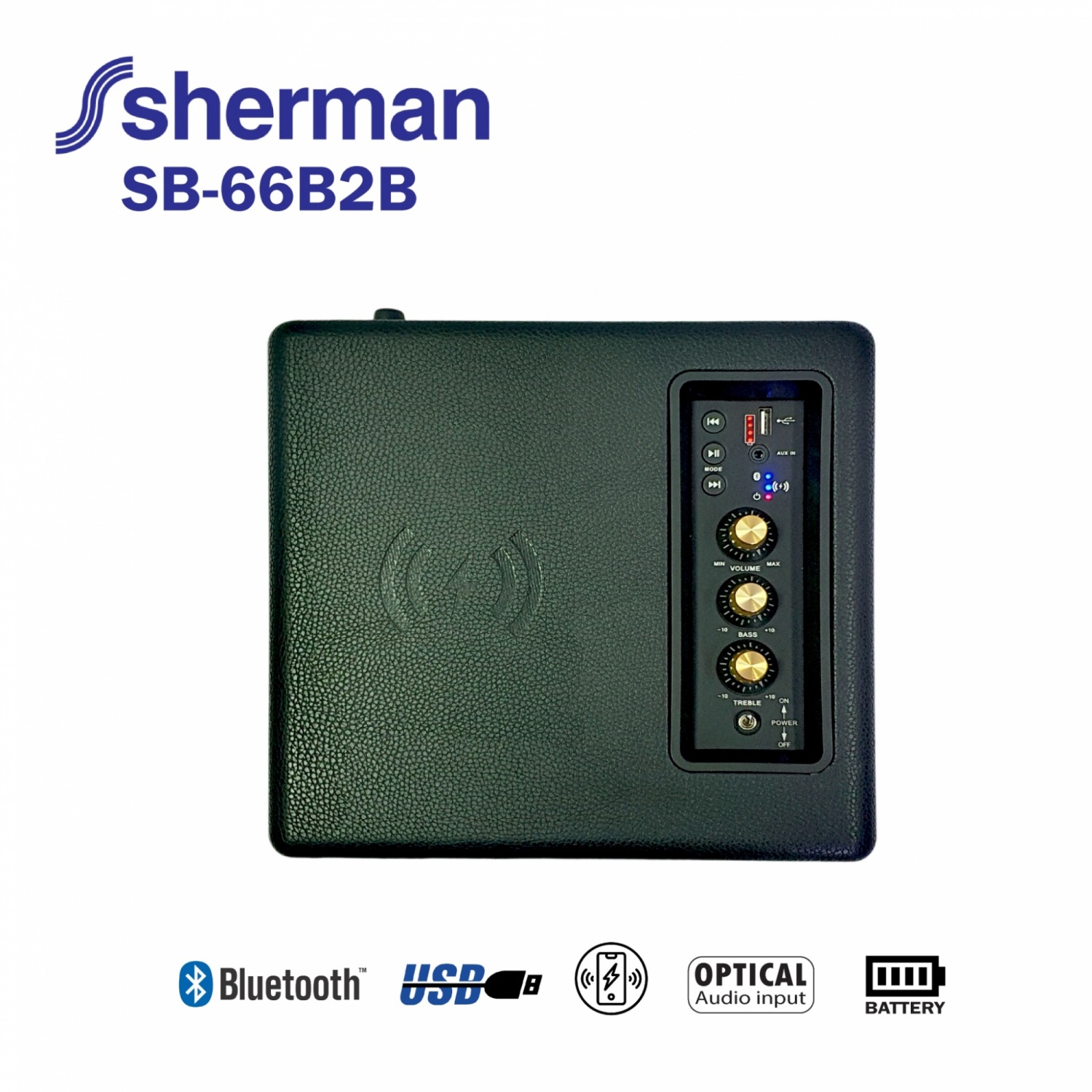 Sherman ชุดลำโพงบลูทูธ รุ่น SB-66B2B PLUS สีดำ