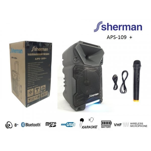 Sherman ลำโพงล้อลากอเนกประสงค์ รุ่น APS-109 Plus สีดำ