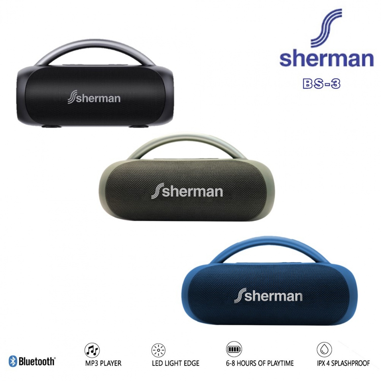 Sherman ลำโพงบลูทูธ รุ่น BS-3 สีดำ