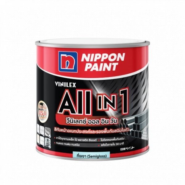 NIPPON PAINT สีน้ำมัน ALL IN 1 กึ่งเงา ขนาด 1 แกลลอน สีดำ