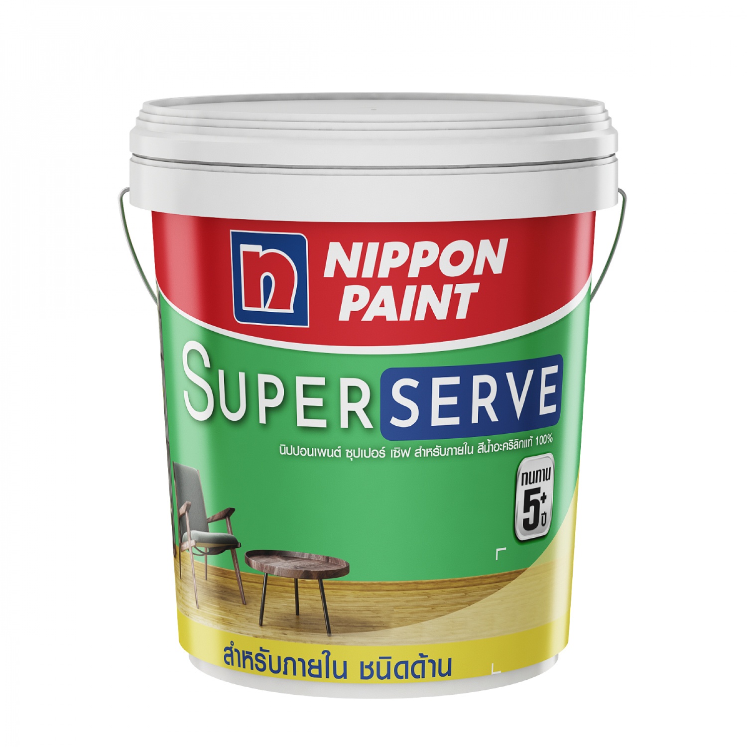 NIPPON PAINT สีน้ำภายใน SUPERSERVE ด้าน 1001 ขนาด 5 แกลลอน สีขาว