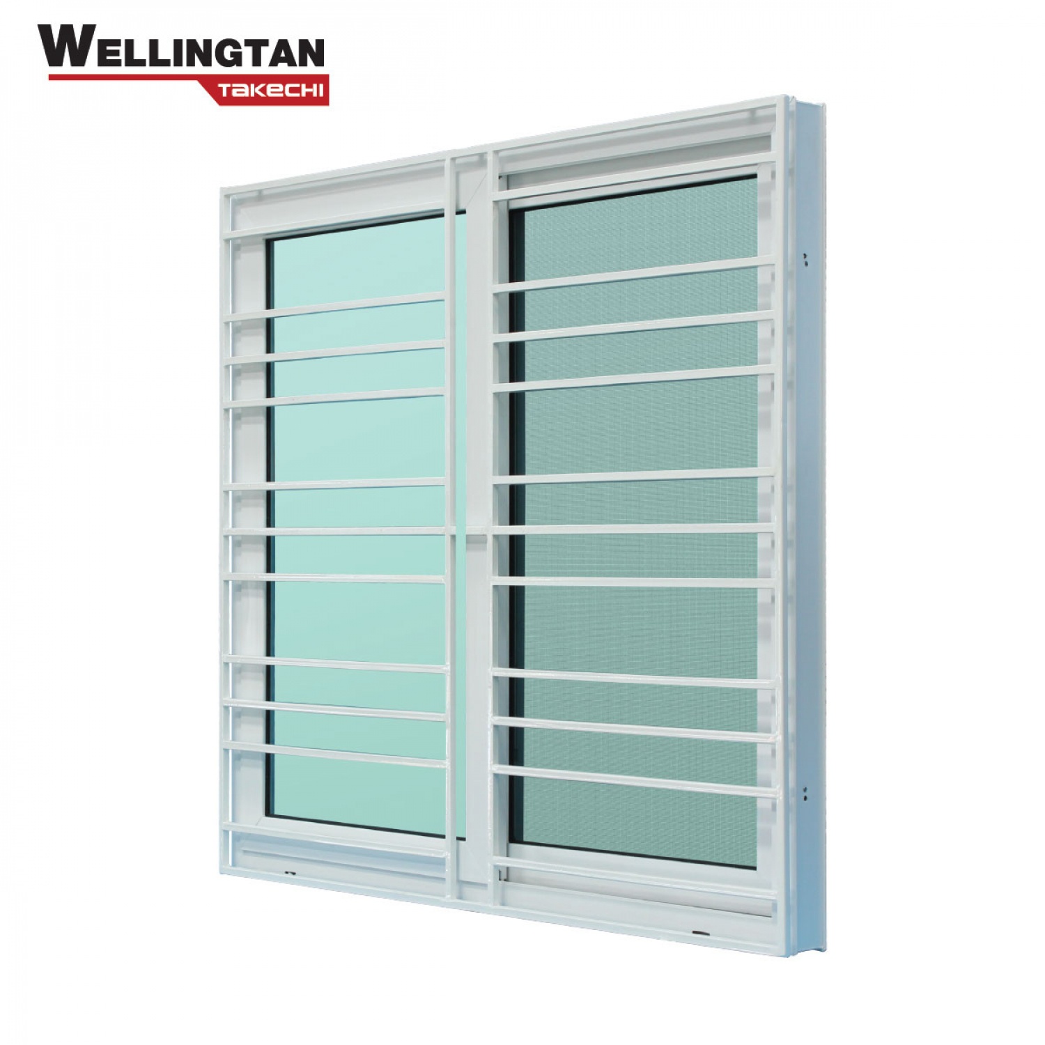 WELLINGTAN (TK) หน้าต่าง UPVC S-S มุ้ง  พร้อมเหล็กดัด 120x110 ซม. 