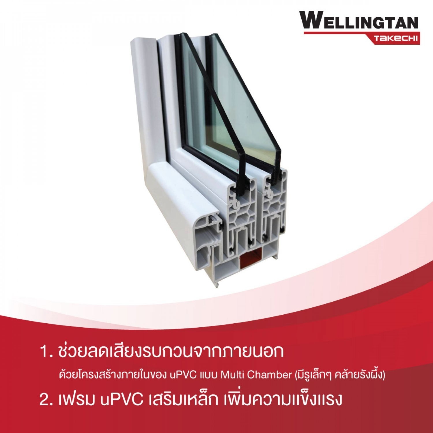 WELLINGTAN (TK) หน้าต่าง UPVC S-S มุ้ง  พร้อมเหล็กดัด 120x110 ซม. 