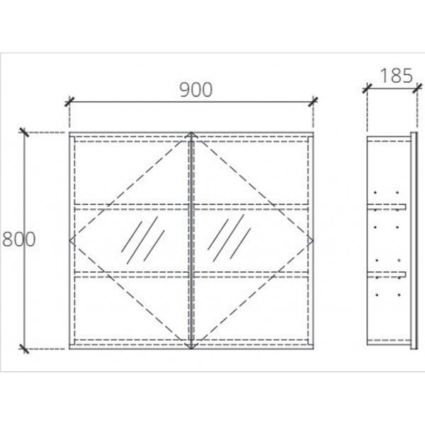 COTTO ตู้กระจกเงาบานเปิดคู่ รุ่น V4202WH