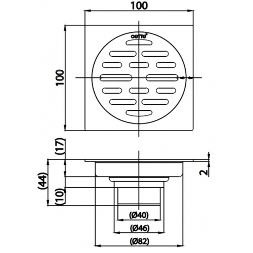 COTTO ตะแกรงน้ำทิ้งสเเตนเลสเหลี่ยมหน้าแปลน 4 นิ้ว รุ่น CT6404Z2P(HM)