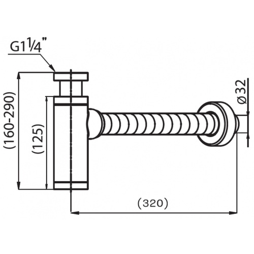 Cotto ท่อน้ำทิ้งแบบกระปุกสแตนเลสทรงกระบอก ท่อย่นปรับความยาวได้ รุ่น CT6814AX(HM)  ขนาด 32 ซม.