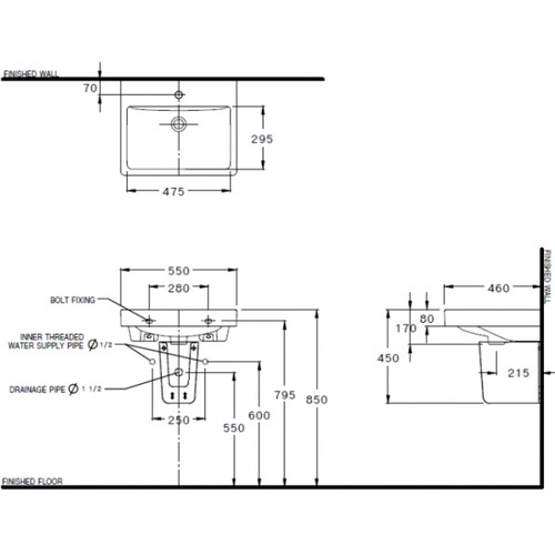 Cotto อ่างล้างหน้าฝังบนเคาน์เตอร์ รุ่น วีวา C0156