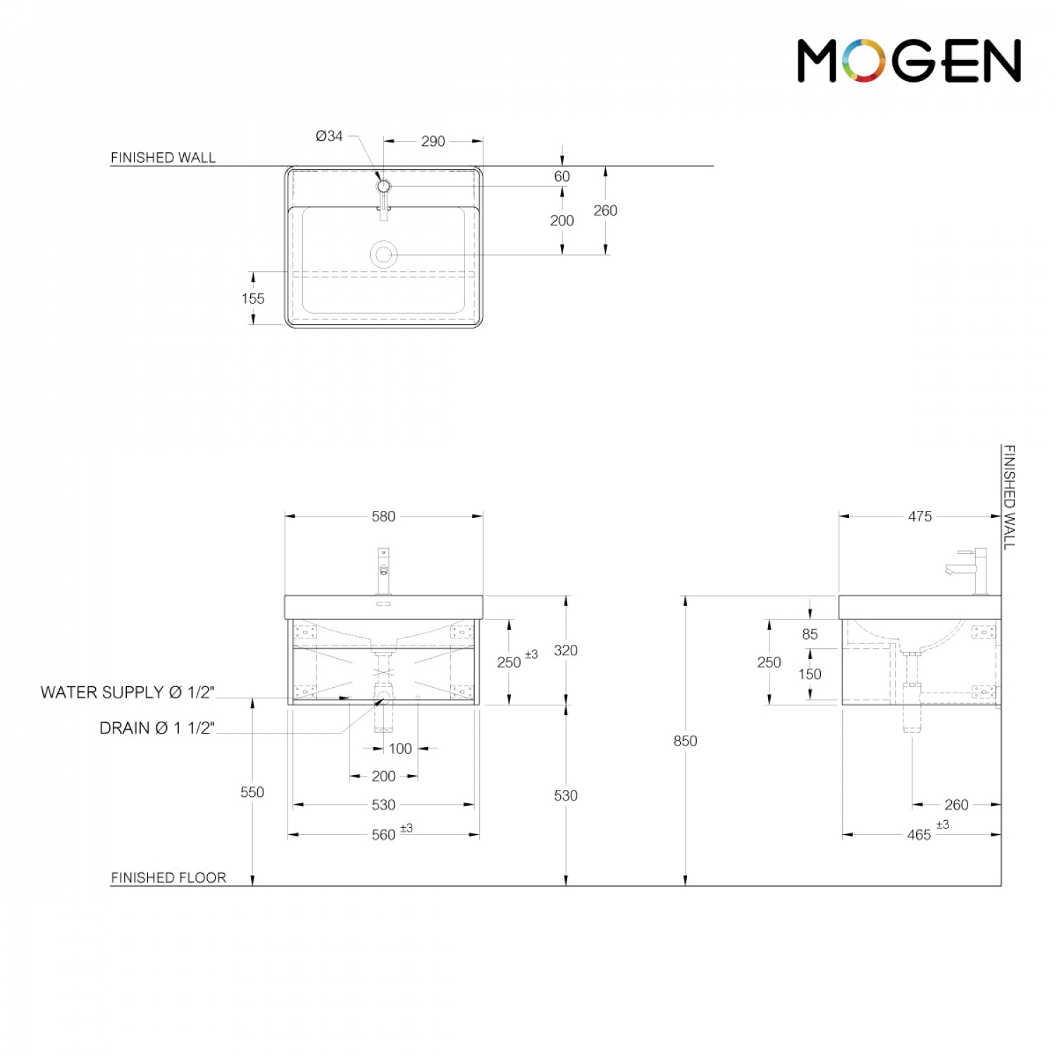 MOGEN LaFur Rivulet ตู้เฟอร์นิเจอร์ กันน้ำ 100% ขนาด 58ซม. รุ่น LFU43058P#A