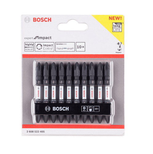 BOSCH ดอกไขควงกระแทก สีดำ PH 2- 65 มม.  (10 ดอก/แผง)