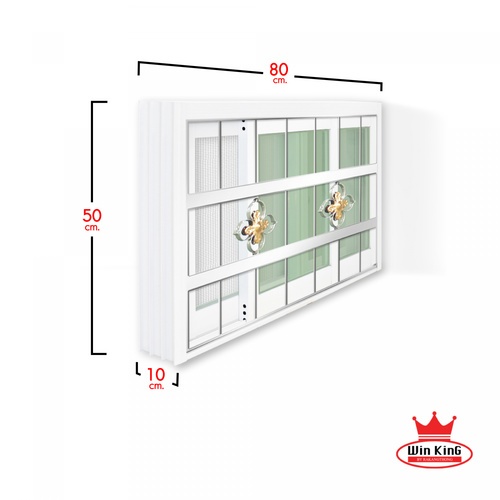 RAKANGTHONG (WINKING) หน้าต่างอะลูมิเนียมติดสแตนเลสดัด บานเลื่อน SS 50x80ซม. สีขาว พร้อมมุ้ง