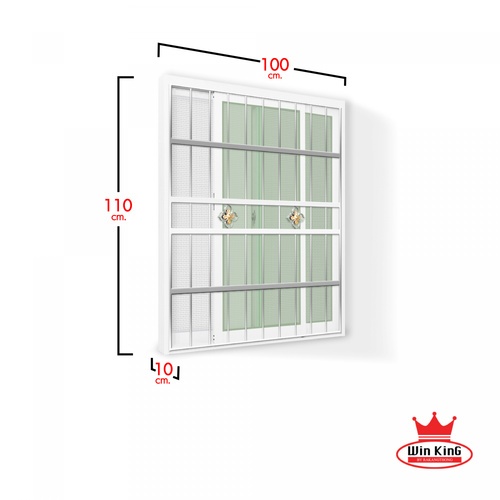 RAKANGTHONG (WINKING) หน้าต่างอะลูมิเนียมติดสแตนเลสดัด บานเลื่อน SS 100x110ซม. สีขาว พร้อมมุ้ง