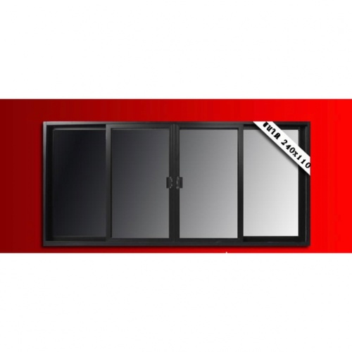 WELLINGTAN หน้าต่างไวนิล บานเลื่อน FSSF WELL 240x110ซม. สีดำ พ้อมมุ้ง