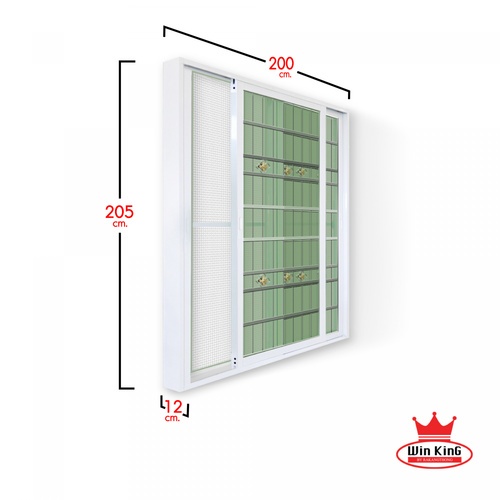 RAKANGTHONG (WINKING) ประตูอะลูมิเนียมติดสแตนเลสดัด บานเลื่อน SS 200x205ซม. สีขาว พร้อมมุ้ง