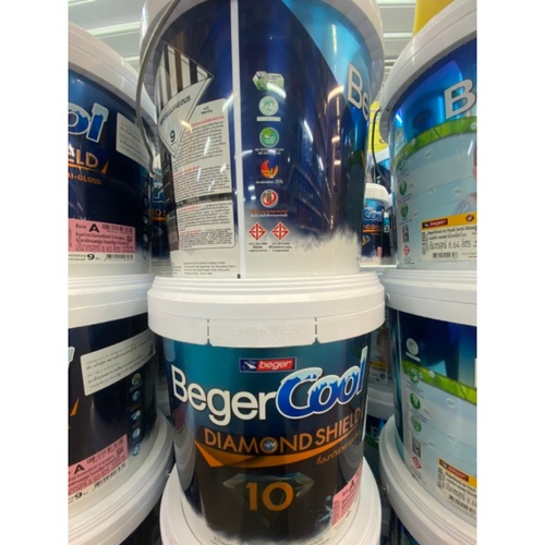 Beger สีน้ำอะครีลิค เบเยอร์คูล ไดมอนด์ชิลด์ 10 ปี ชนิดกึ่งเงา 9ลิตร เบส C