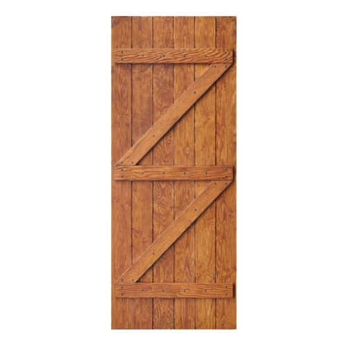 D2D ประตูไม้ดักลาสเฟอร์  บานทีบเซาะร่อง ขนาด 80x200ซม.  Eco Pine-99 สีเชสนัท 
