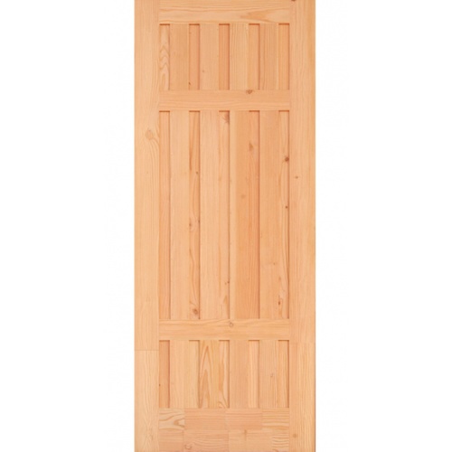 D2D ประตูไม้ดักลาสเฟอร์ บานทึบทำร่อง Eco Pine-027  90x220ซม.