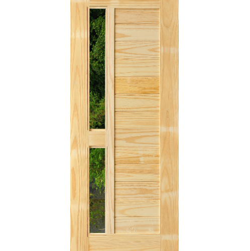 D2D ประตูไม้สนนิวซีแลนด์ ทำร่องพร้อมช่องกระจก ขนาด  80x220ซม. D2D-408 