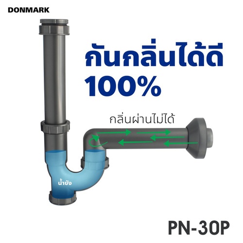 Donmark ชุดท่อน้ำทิ้ง P-TAP อเนกประสงค์สีเทา ความยาว 12 นิ้ว