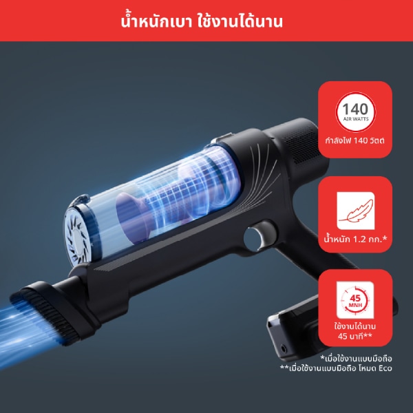 TEFAL เครื่องดูดฝุ่นไร้สาย X-PERT 7.60 140 วัตต์ รุ่น TY6A35WO สีดำ