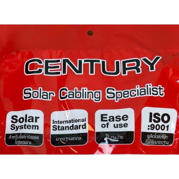 Century สายไฟโซลาร์เซลล์  พร้อมหัว MC4 PV1-F 1x4 SQ.MM. 5 M Red 1000VAC/1800VDC สีแดง