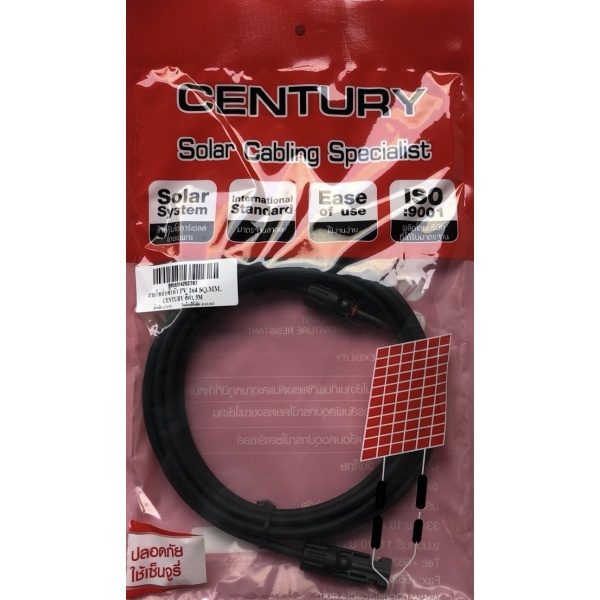 Century สายไฟโซลาร์เซลล์ พร้อมหัว MC4  PV1-F 1x4 SQ.MM. 5 M BLK 1000VAC/1800VDC สีดำ