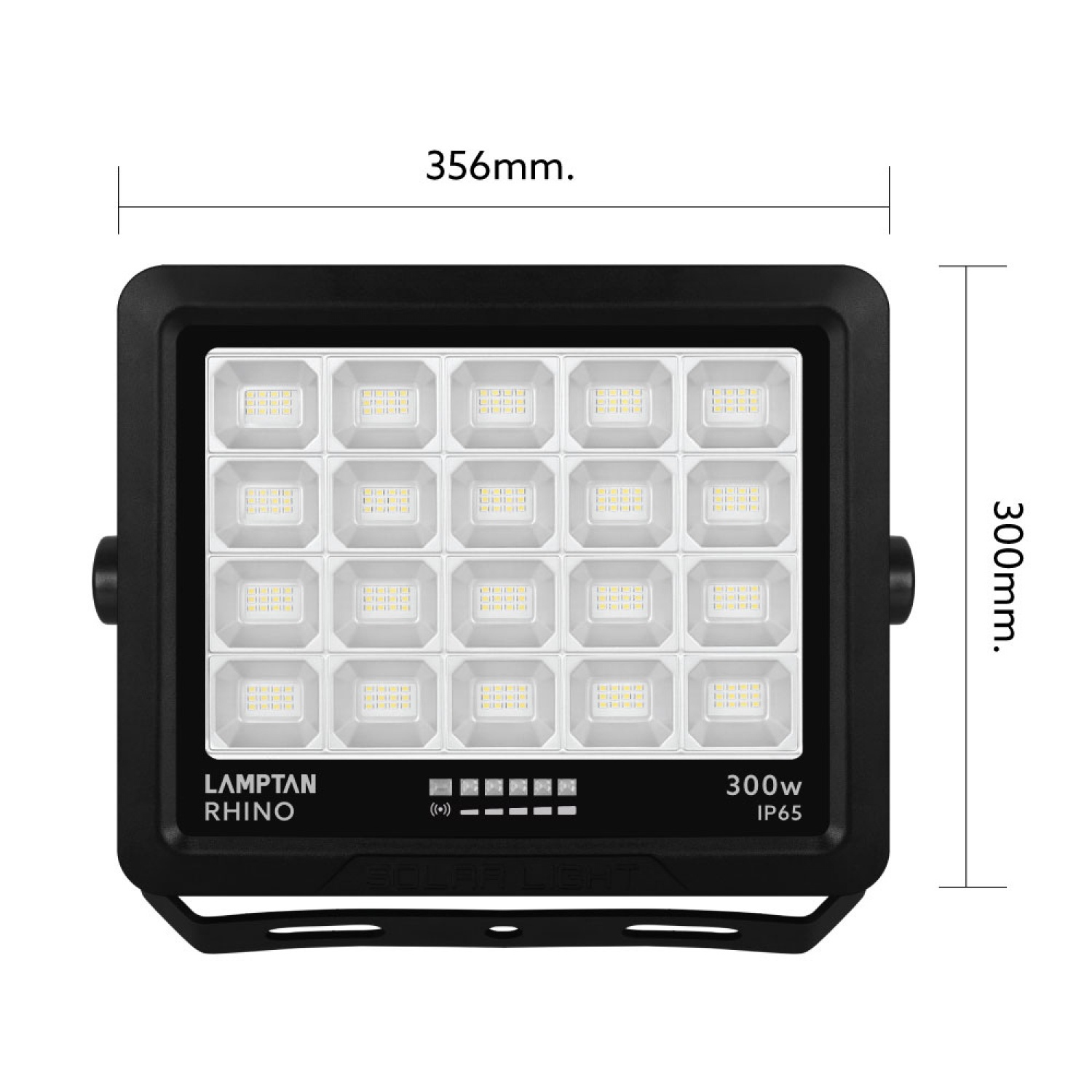 LAMPTAN โคมไฟฟลัดไลท์โซลาร์เซลล์ LED 300W รุ่นไรโน + รีโมท IP65 แสงเดย์ไลท์