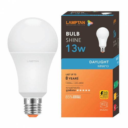 LAMPTAN หลอดไฟ LED BULB 13W แสงเดย์ไลท์ รุ่น SHINE E27