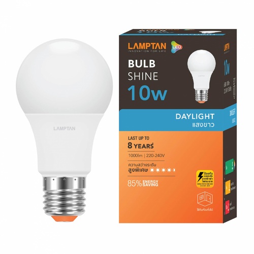 LAMPTAN หลอดไฟ LED BULB 10W แสงเดย์ไลท์ รุ่น SHINE E27