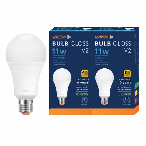 LAMPTAN หลอดไฟ LED BULB 11W แสงเดย์ไลท์ รุ่น GLOSS V2 E27