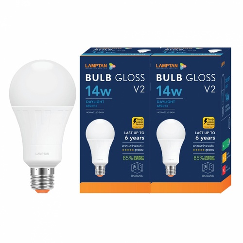 LAMPTAN หลอดไฟ LED BULB 14W แสงเดย์ไลท์ รุ่น GLOSS V2 E27