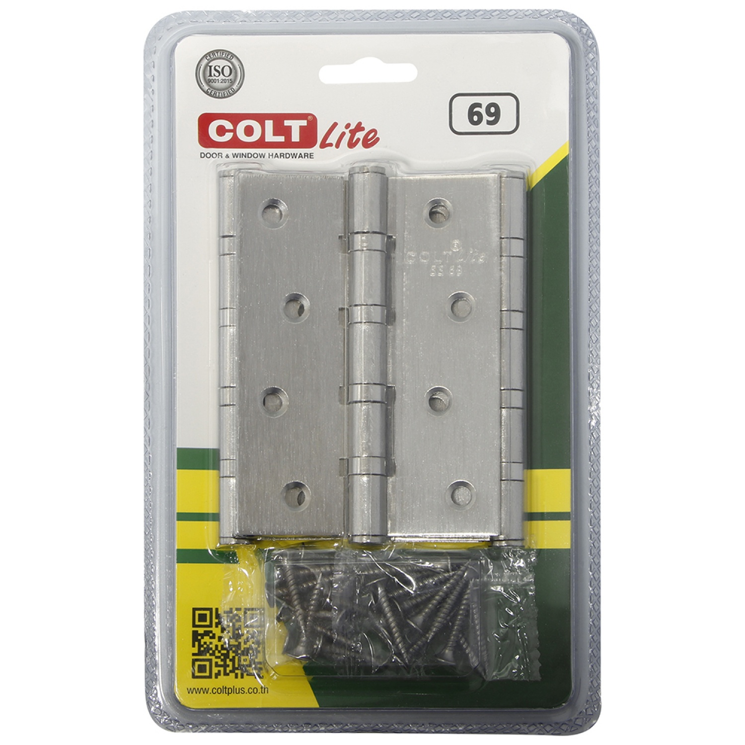 COLT LITE บานพับประตูสเตนเลส รุ่น 69 ขนาด 4 x 3 นิ้ว x 2 มม. (แพ็ก 3 ชิ้น) สีสแตนเลส( 1 แถม 1)