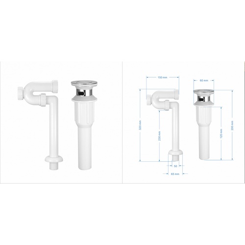 Verno ท่อน้ำทิ้ง P-trap พลาสติก พร้อมสะดืออ่าง รุ่น  XS102 สีขาว