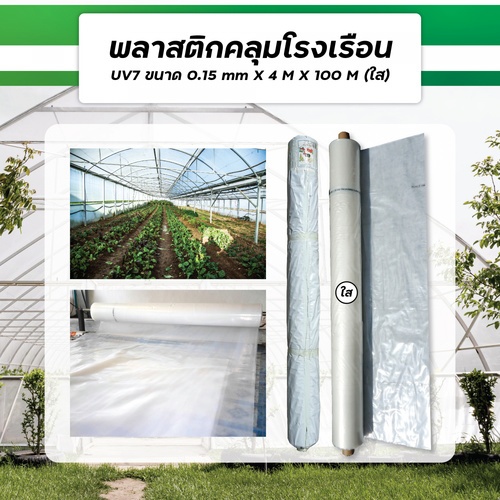 ENVI-GREEN ผ้าพลาสติกโรงเรือน UV7 4x100M. 150ไมครอน สีใส