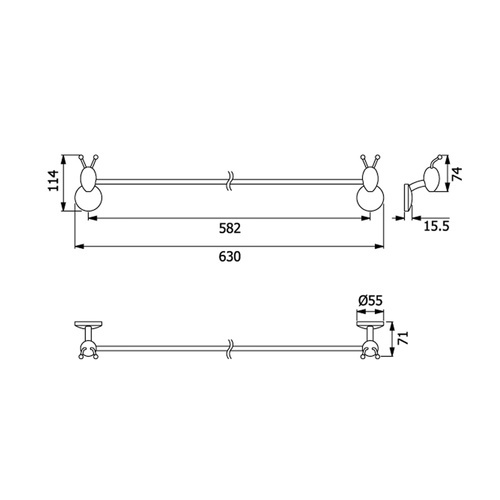 VRH ราวพาดผ้า รุ่น HM101-M101 ขนาด 60 ซม.