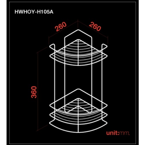 HOY ชั้นวางของเข้ามุม2ชั้น สเตนเลส รุ่น HWHOY-H105A สีสเตนเลสเงา