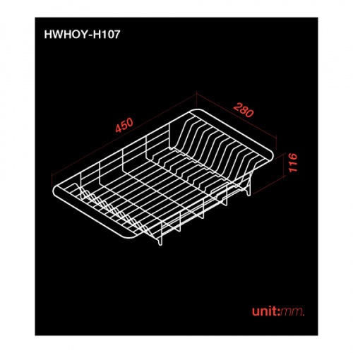 HOY ตะแกรงคว่ำจานวางขอบอ่างสเตนเลส รุ่น HWHOY-H107 สีสเตนเลสเงา