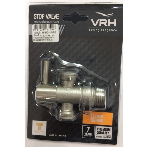 VRH สต๊อปวาล์ว 3 ทางสเตนเลส 304 รุ่น HFVJC-9120K12  สีซาติน