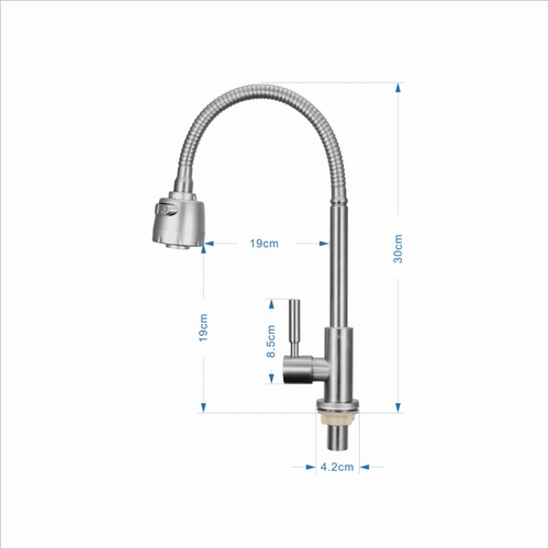 Verno ก๊อกอ่างล้างจานสแตนเลสแบบติดเคาน์เตอร์ ปรับระดับน้ำได้ รุ่น จีน่า VN-8107-SR ขนาด 23x36x5ซม. สีเงิน