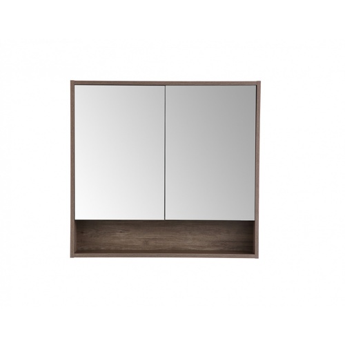Verno ตู้กระจกแขวนผนัง 2 บาน รุ่น เนปป้า 0310-106   ขนาด 80x75x14 ซม. สีไม้