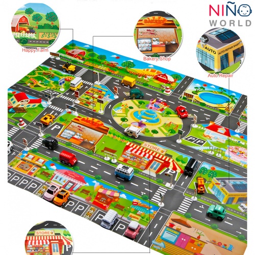 NINO WORLD ชุดแผนที่  Traffic simulation รุ่ น JT001 (แผนที่ 1+รถ 4 + ป้าย 28)