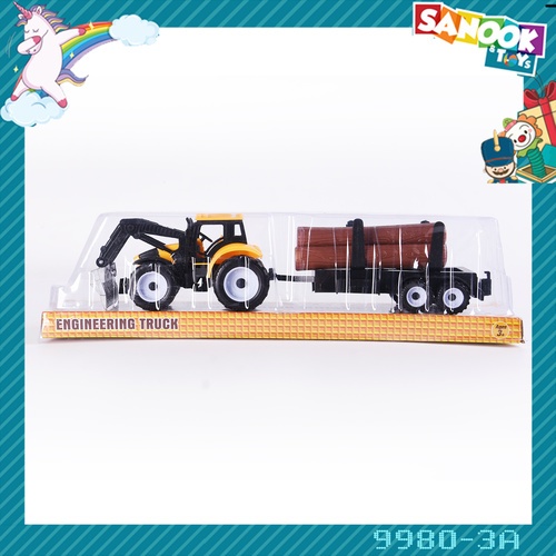 TOYS ของเล่นรถตักก่อสร้างขนท่อนไม้ สีเหลือง#9980-3A(36.5x8x9.5ซม.)