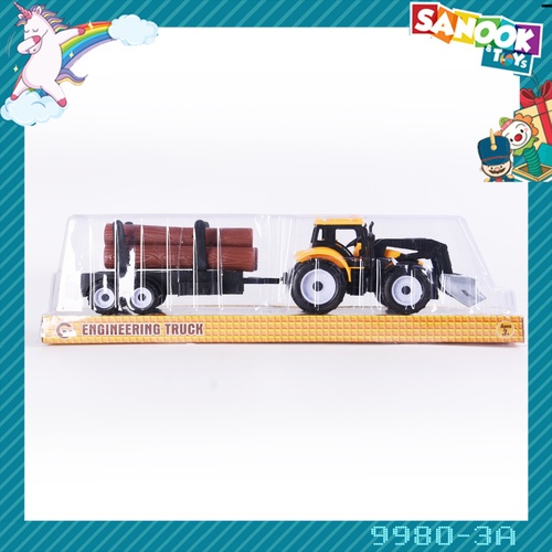 TOYS ของเล่นรถตักก่อสร้างขนท่อนไม้ สีเหลือง#9980-3A(36.5x8x9.5ซม.)