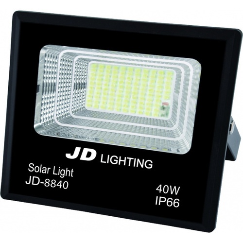 JD โคมไฟสปอร์ตไลท์โซลาร์เซลล์ 40W พร้อมรีโมท รุ่น JD-8840-3000K แสงวอร์มไวท์