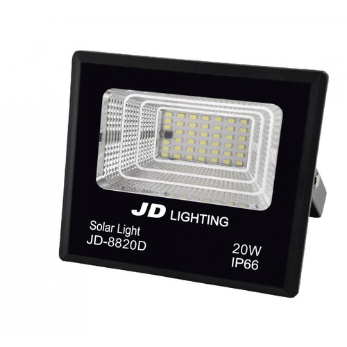 JD โคมไฟสปอร์ตไลท์โซลาร์เซลล์ 20W พร้อมรีโมท รุ่น JD-8820D แสงเดย์ไลท์