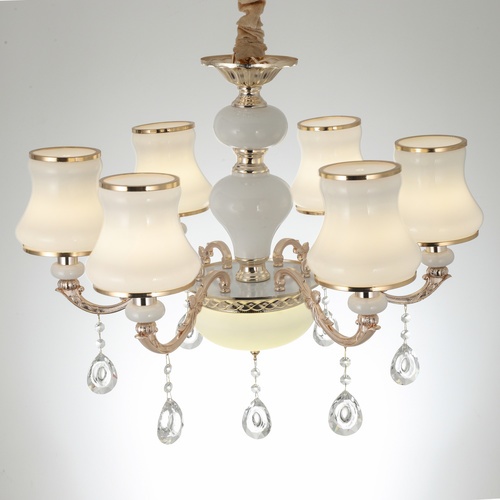 EILON โคมไฟแขวน Chandelier แบบช่อ 41W ขั้ว E14*6 รุ่น MD7615/ 6 สีขาวขอบทอง