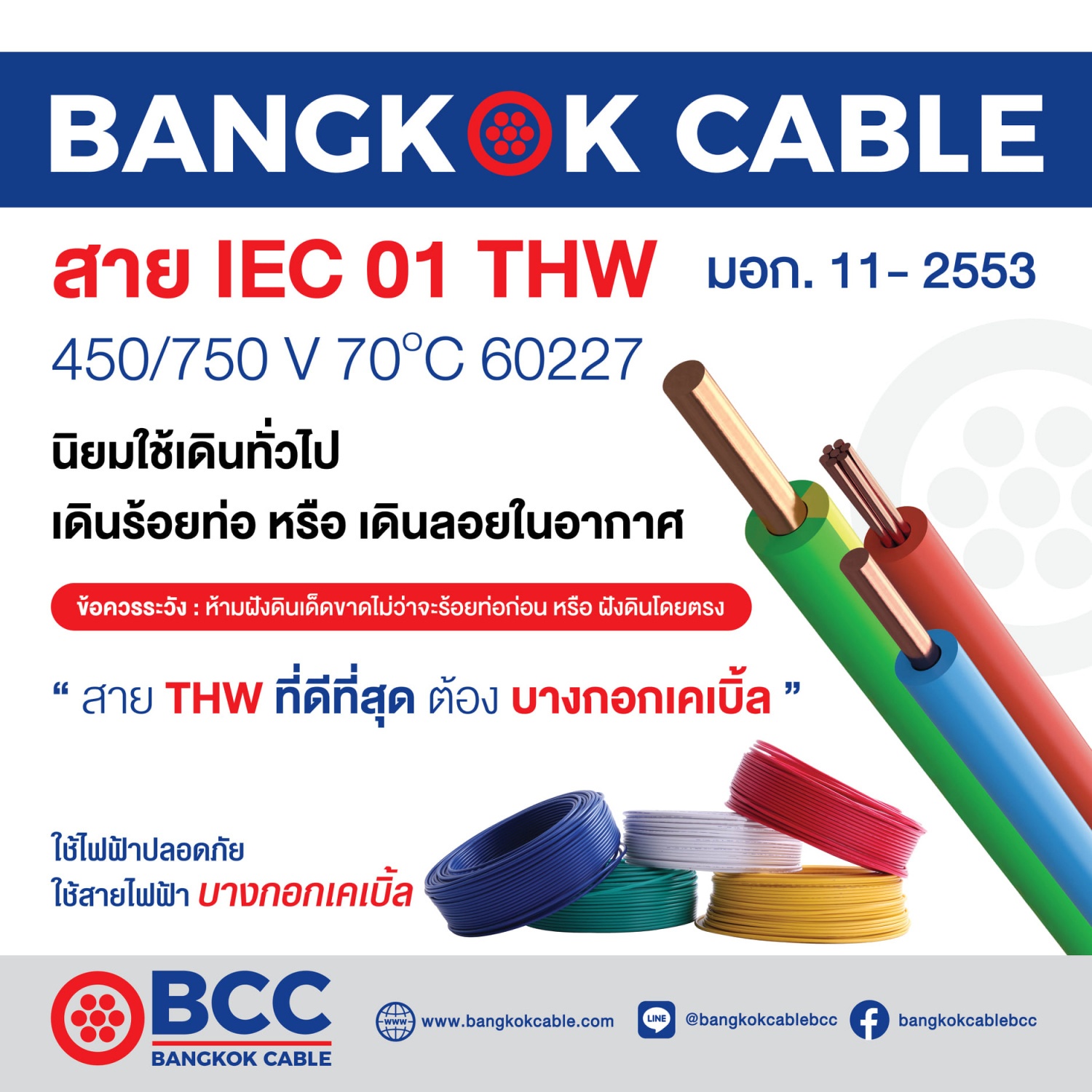 BCC สายไฟ THW 1x70 ตร.มม. 100 m. สีดำ