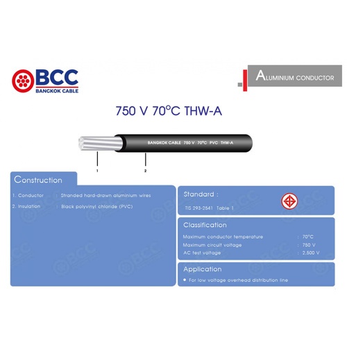 BCC สายไฟ THW-A 1x25 ตร.มม. 100 m. สีดำ