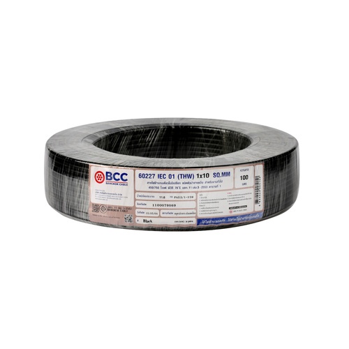 BCC สายไฟ IEC01 THW 1x10 SQ.MM. 100ม. สีดำ