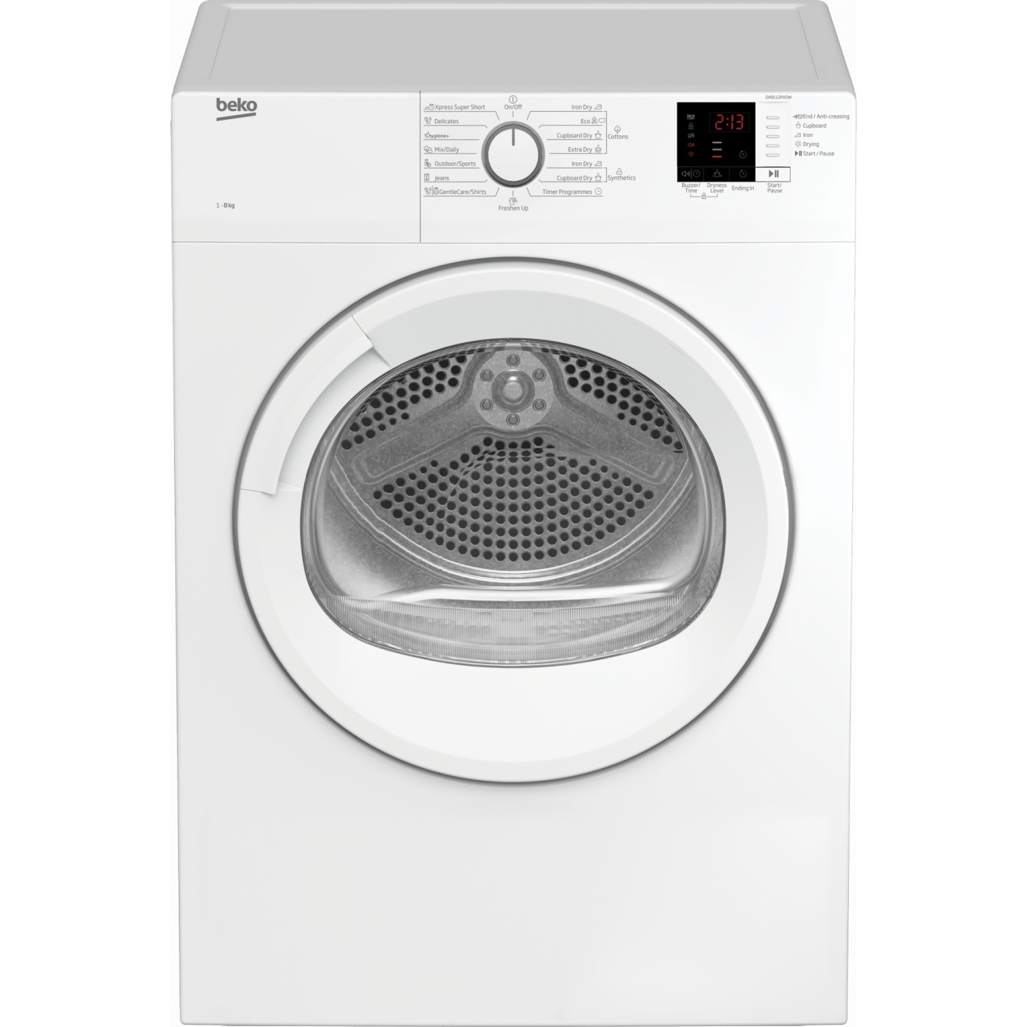 BEKO เครื่องอบผ้า ฝาใส 8 กก. DA8112RX0W สีขาว